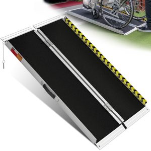 Portable Wheelchair Ramp 4FT, Non-Slip Aluminum Ramps for Wheelchairs for Home, Handicap Wheelchair Ramps for Home Steps, Aluminum Loading Dock Plates, Doorways, Black