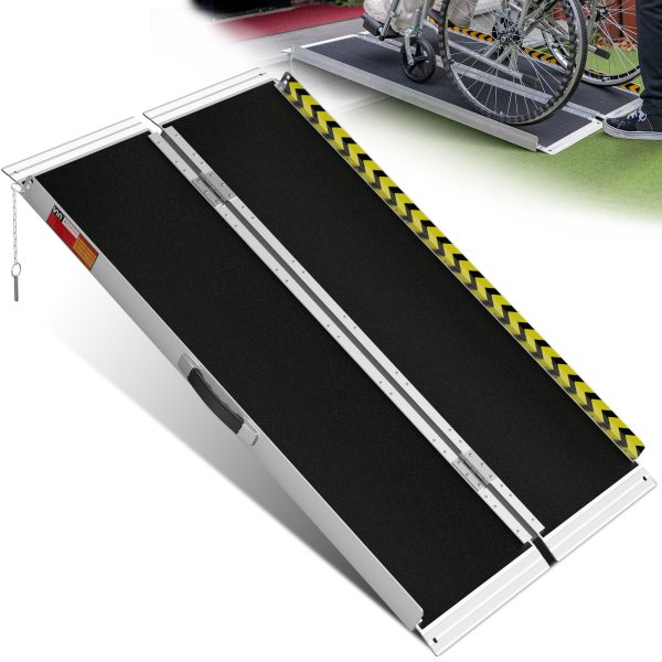 Portable Wheelchair Ramp 4FT, Non-Slip Aluminum Ramps for Wheelchairs for Home, Handicap Wheelchair Ramps for Home Steps, Aluminum Loading Dock Plates, Doorways, Black