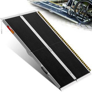 Portable Wheelchair Ramp 5FT, Seamless Non-Slip Aluminum Ramps for Wheelchairs for Home, Handicap Wheelchair Ramps for Home Steps, Aluminum Loading Dock Plates, Black