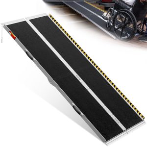 Portable Wheelchair Ramp 7FT, Seamless Non-Slip Aluminum Ramps for Wheelchairs for Home, Handicap Wheelchair Ramps for Home Steps, Aluminum Loading Dock Plates, Doorways, Black