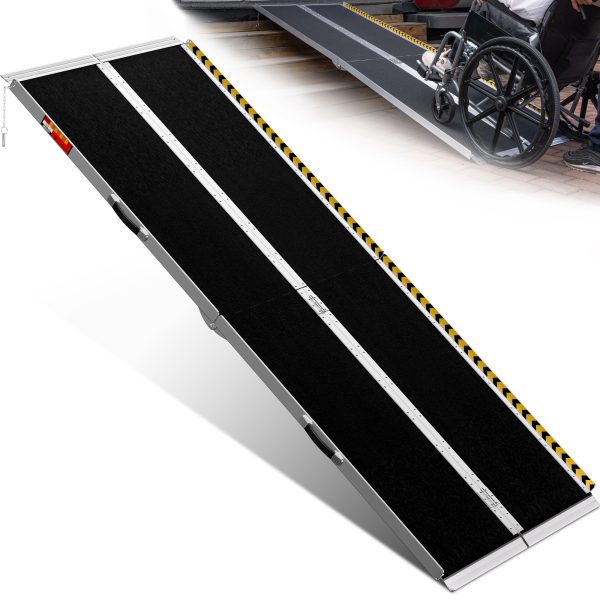 Portable Wheelchair Ramp 8FT, Seamless Non-Slip Aluminum Ramps for Wheelchairs for Home, Handicap Wheelchair Ramps for Home Steps, Aluminum Loading Dock Plates